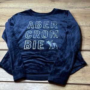 Abercrombie & Fitch Kids Dark Blue Long Sleeve Velvet Shirt Size 9/10